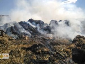 В Булатово огонь уничтожил более 30 рулонов сена