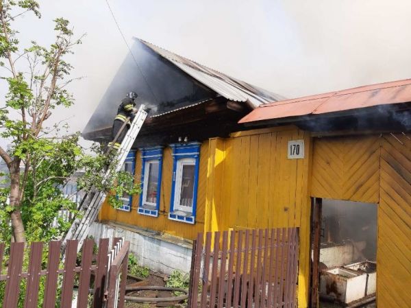 Возле Брюхово пожарные тушили траву