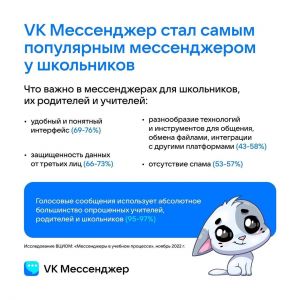 «VK Мессенджер» стал самым популярным у российских школьников