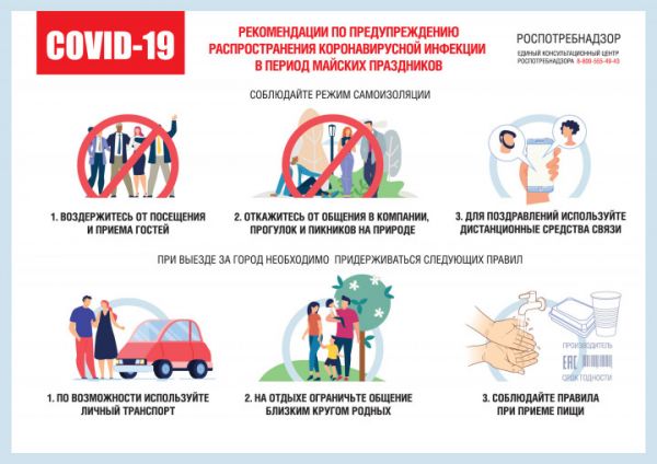 Роспотребнадзор рекомендует соблюдать режим самоизоляции в майские праздники