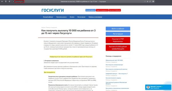 Мошенники создали фальшивый сайт Госуслуг